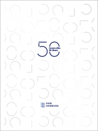 Umschlag- und Innengestaltung für eine Festschrift anlässlich des 50. Jubiläums der HAW Hamburg